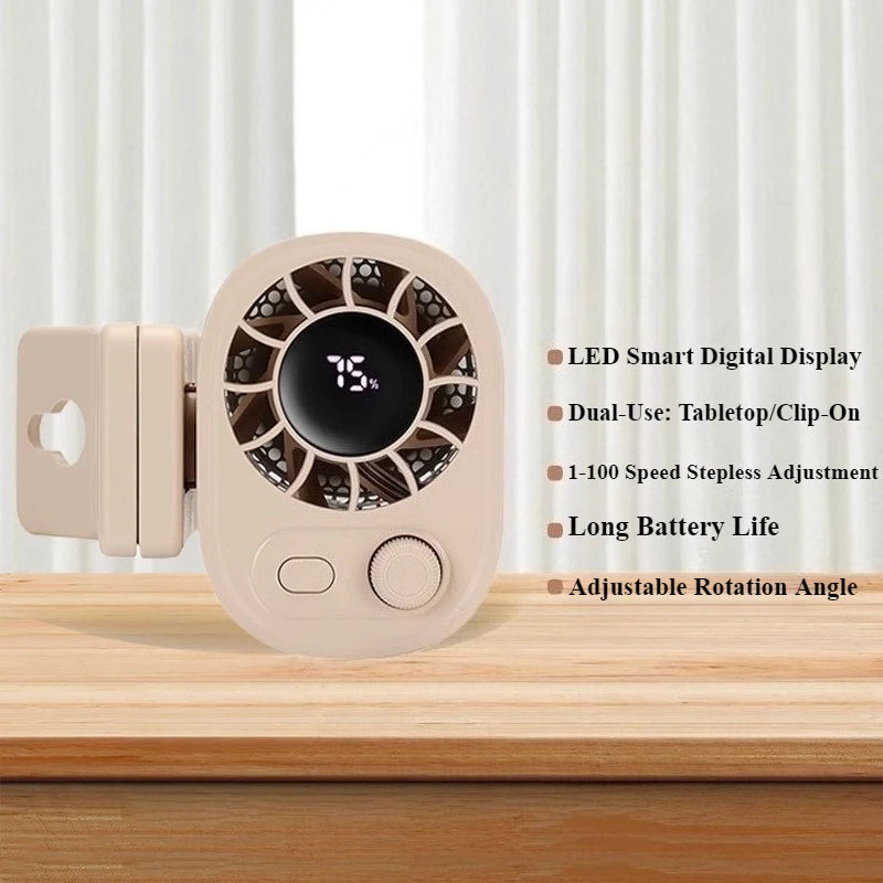 Portable 360° Rotatable Car Clip Fan - 100 Speed Settings, USB Rechargeable, Low Noise Mini Fan for Versatile Clamping